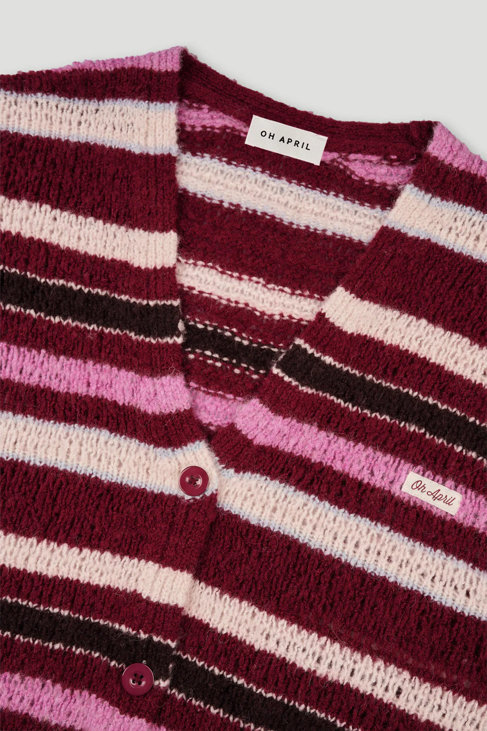 OH APRIL Carina Knit Cardigan Merlot Stripe