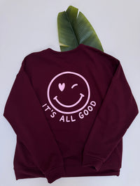 Sweater mit Rückenprint burgundy/rosa ITS ALL GOOD