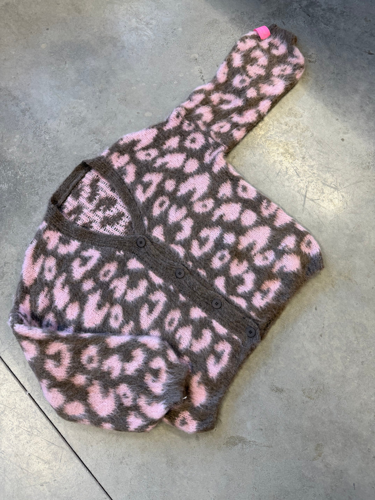 Strickjacke mit Knopfleiste taupe/rosa LEO