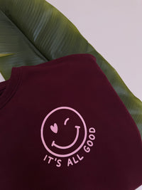 Sweater mit Rückenprint burgundy/rosa ITS ALL GOOD