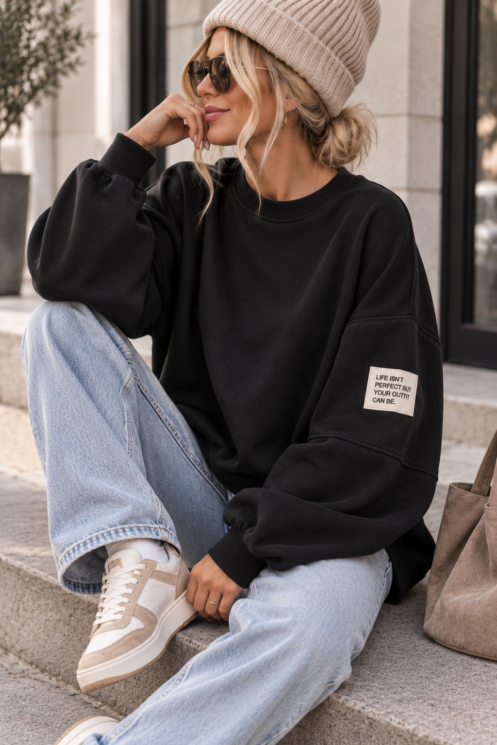 Butterstoff Sweater PERFECT OUTFIT schwarz