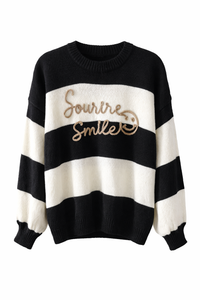 Pullover schwarz/weiß gestreift SMILE