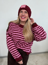 Pullover LITTLE STRIPES rosa/burgundy/Chokolate