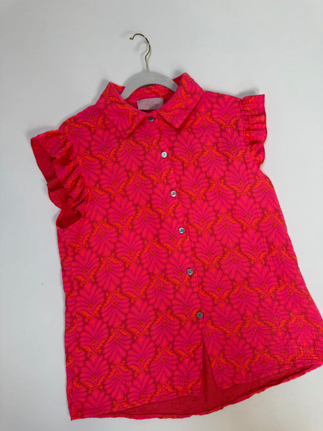 Ärmellose Musselin Bluse fuchsia SUMMER MEMORIES hot pink/orange