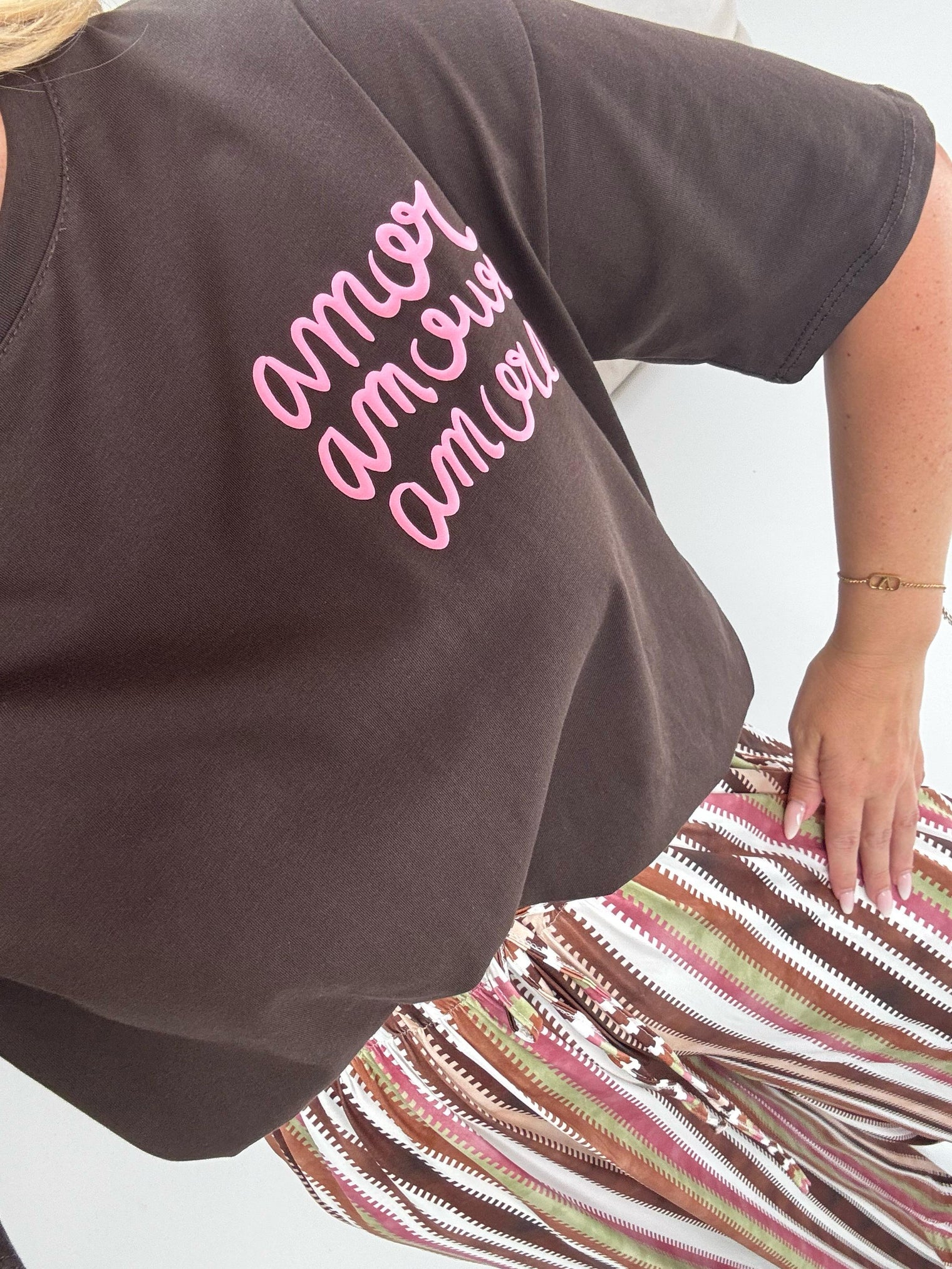 Statement Shirt coffee AMORE AMORE AMORE multi
