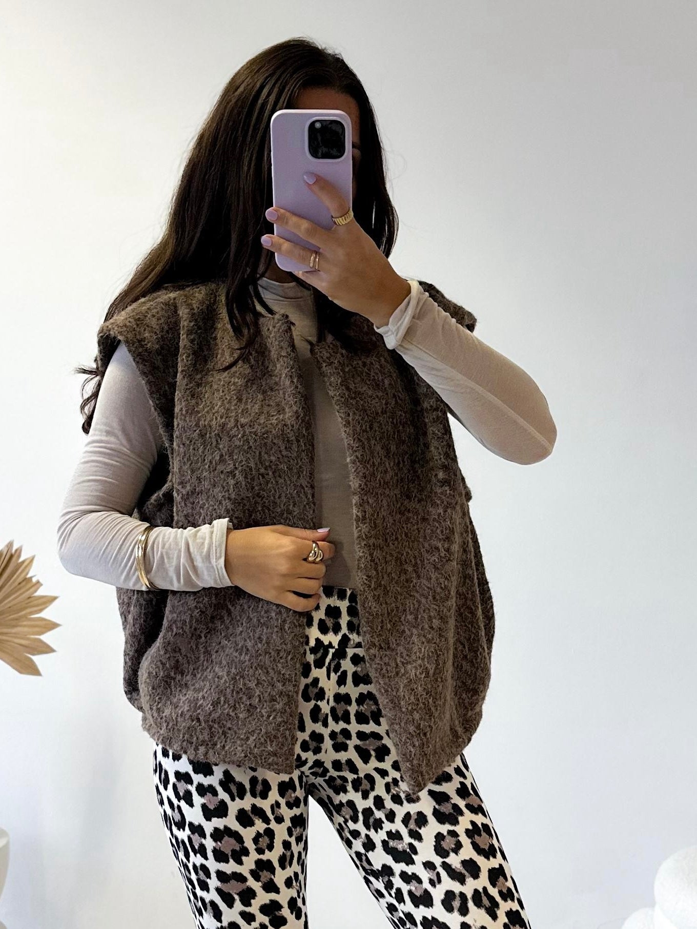 Fashion Teddy Weste Taupe