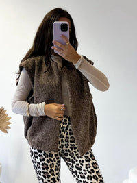 Fashion Teddy Weste Taupe