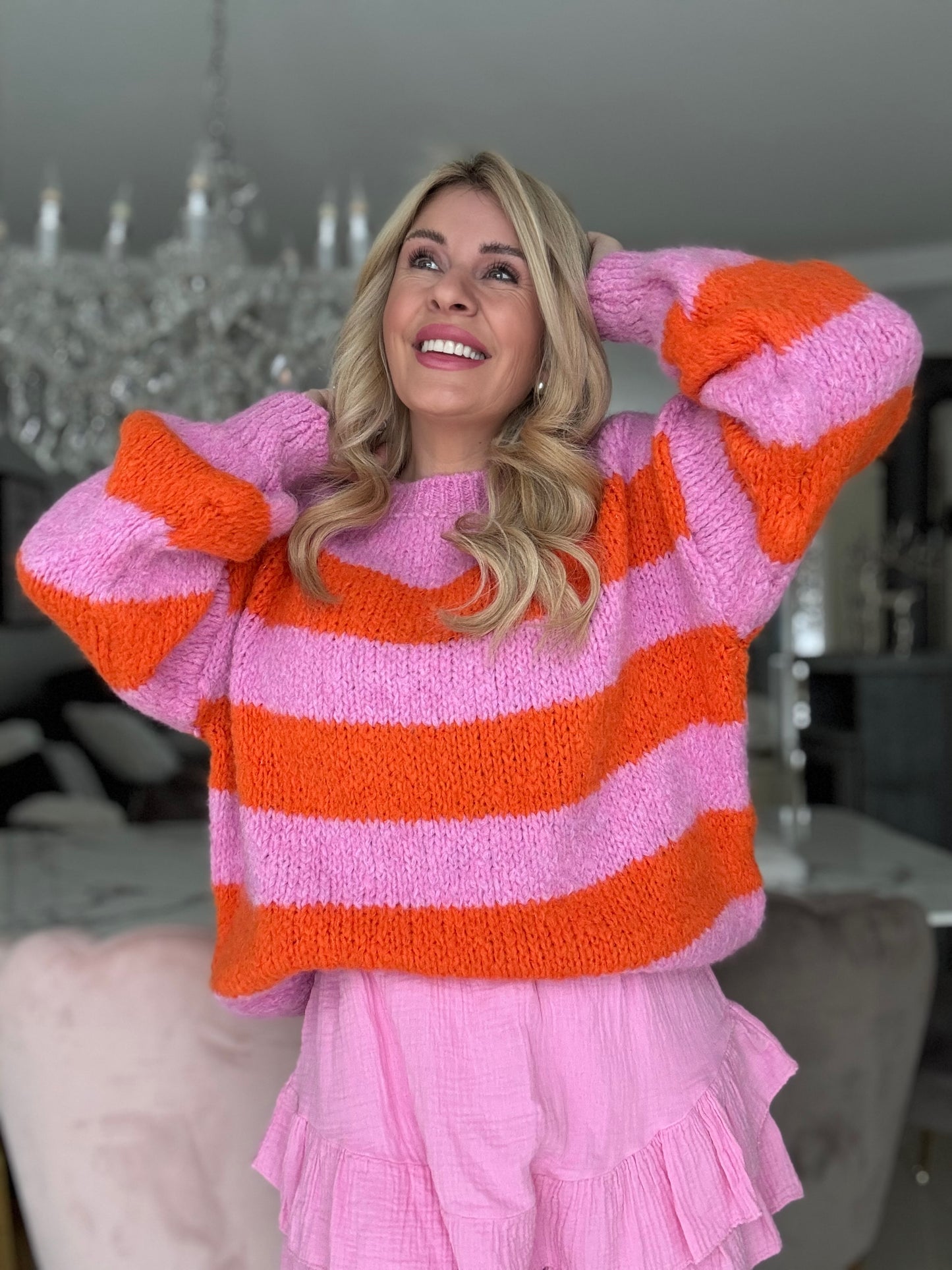 Pink Orange Streifen Pullover super weich 7003-305652