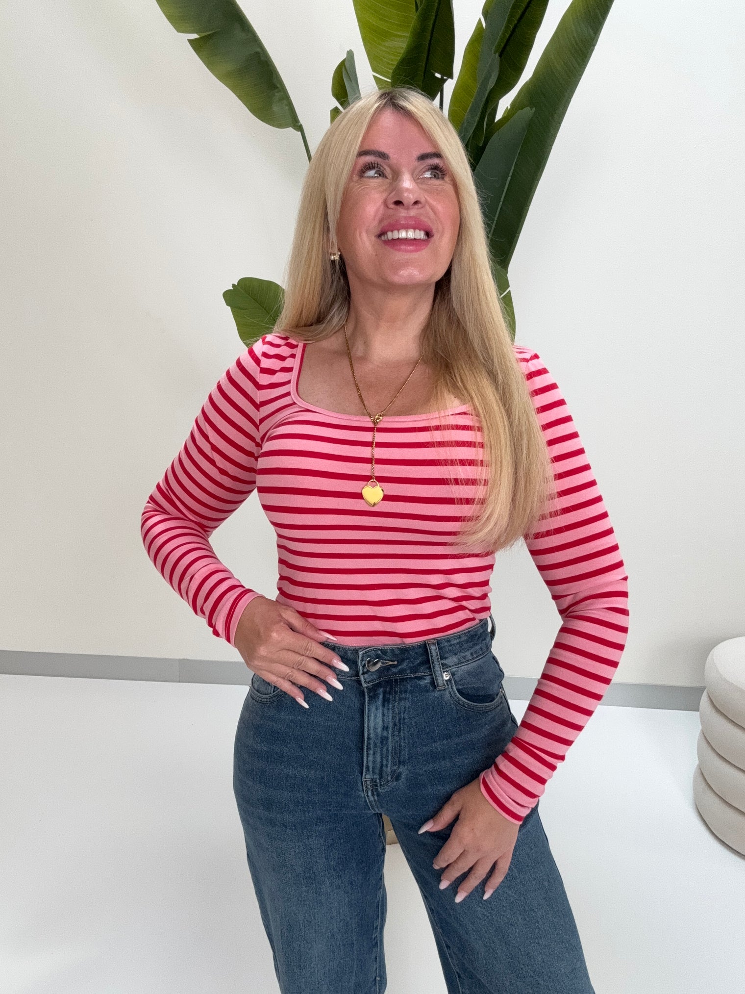 Longsleeve rosa/rot STRIPES LIVES