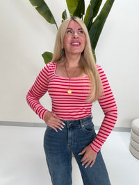 Longsleeve rosa/rot STRIPES LIVES