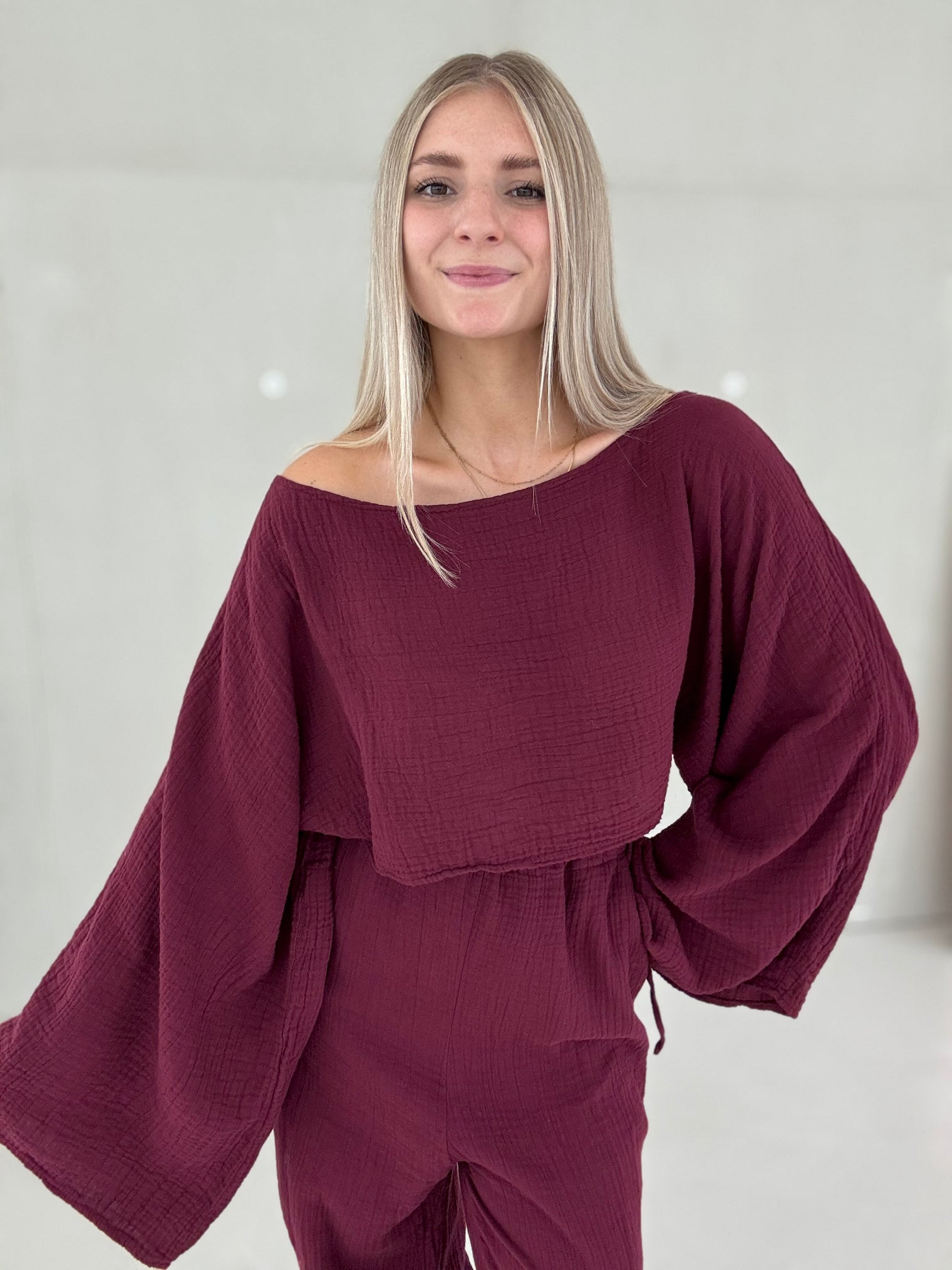 Musselin Set ROME burgundy