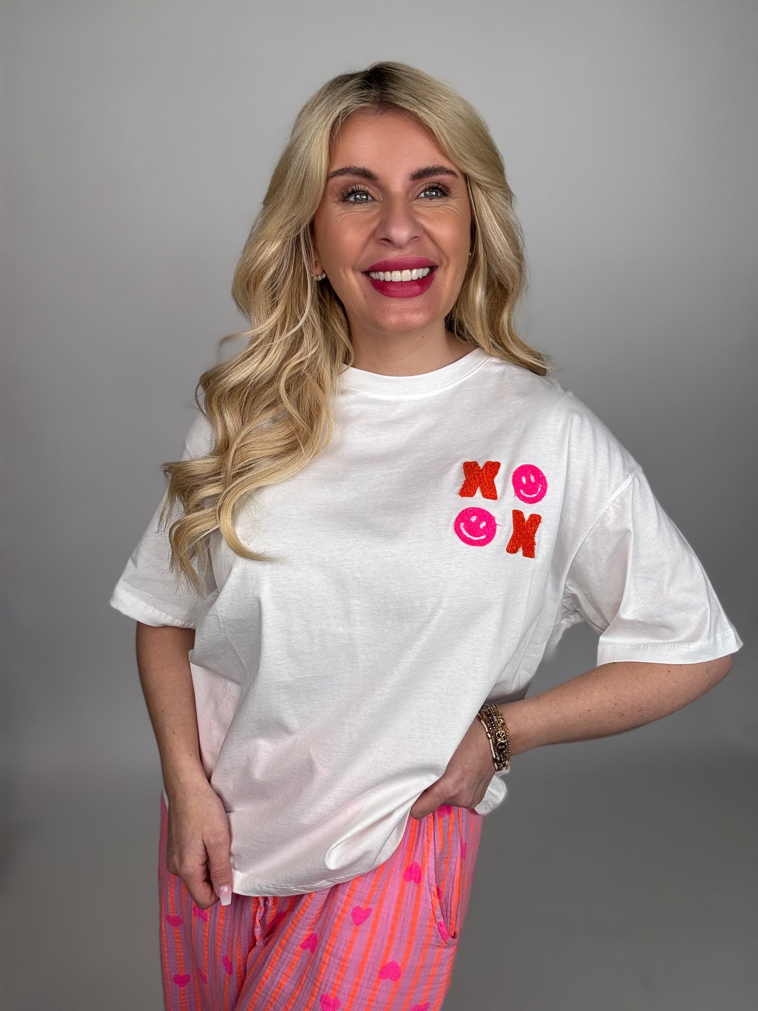 Statement Shirt weiß XOXO rot&pink