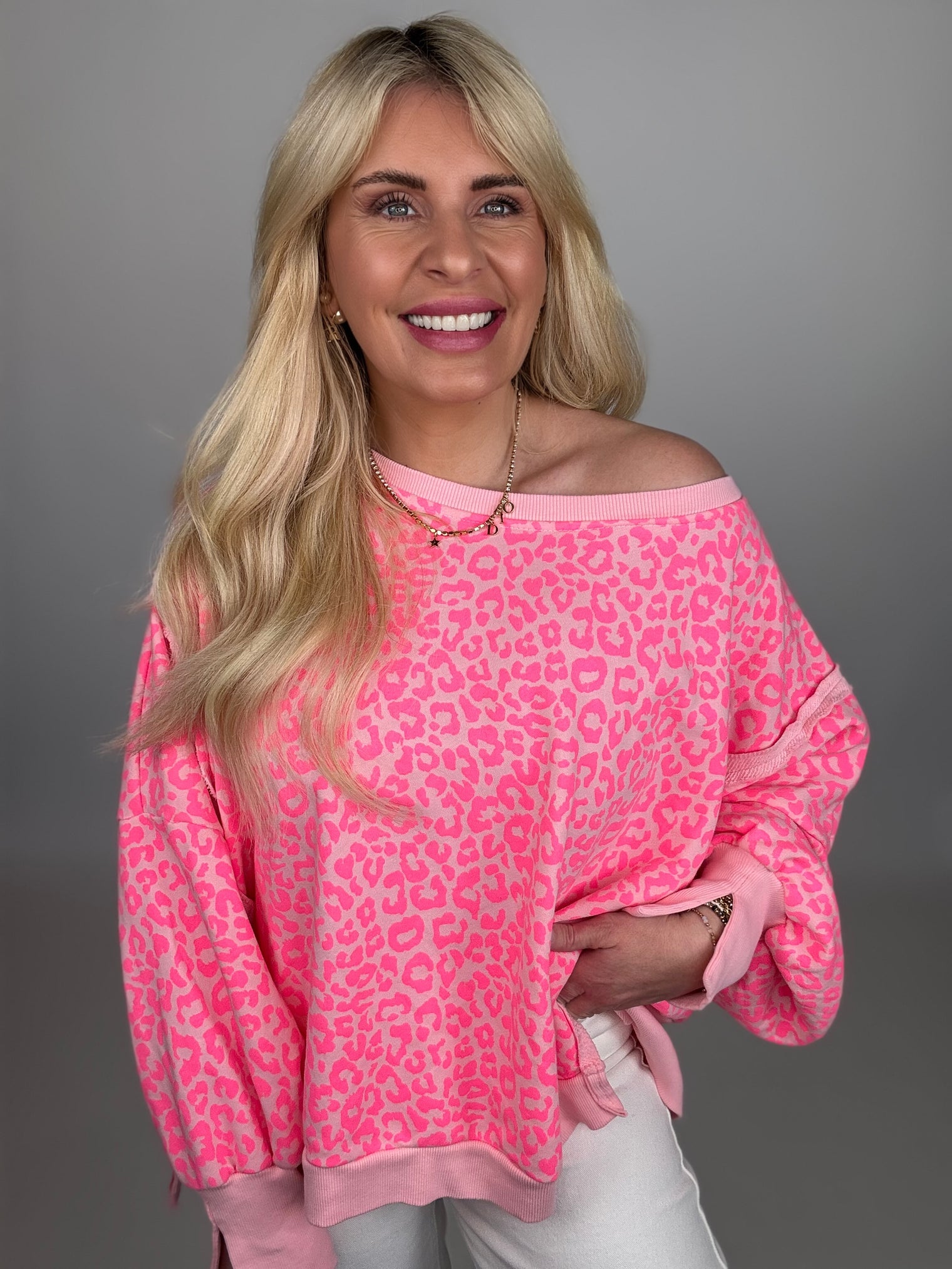 Sweater super weich rosa Leo Neon Pink