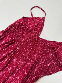Luftiges Sommer Kleid FLORAL FEMININE mit dünnen Trägern burgundy/rose