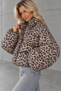 Jacke PUFFY POWER mit Reißverschluss taupe Leo