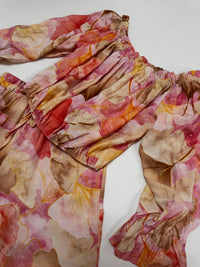Carmen Bluse langarm FLORAL QUEEN beige/creme/rose