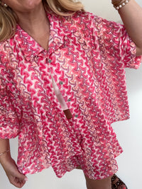Sommer Bluse kurzarm SUMMER HOT rosa/pink/flieder