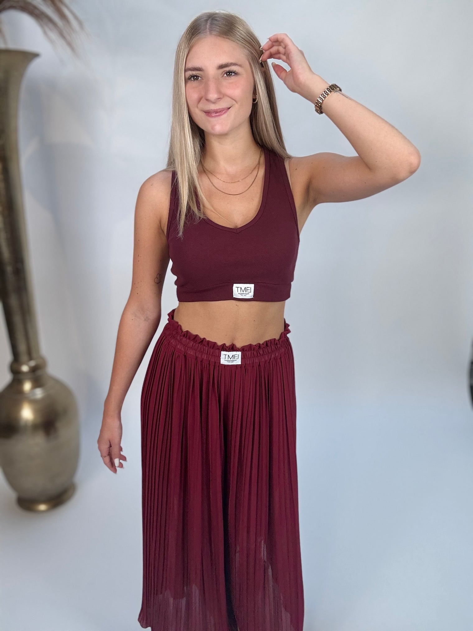 Signature Plisseehose mit Patch BURGUNDY