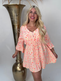 Musselin Kleid gelb MICRO LEO pink & orange
