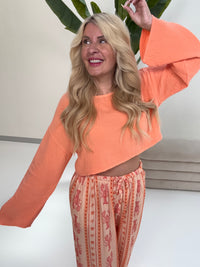 Cropped Musselin Oberteil MUSSELIN MUST-HAVE peach