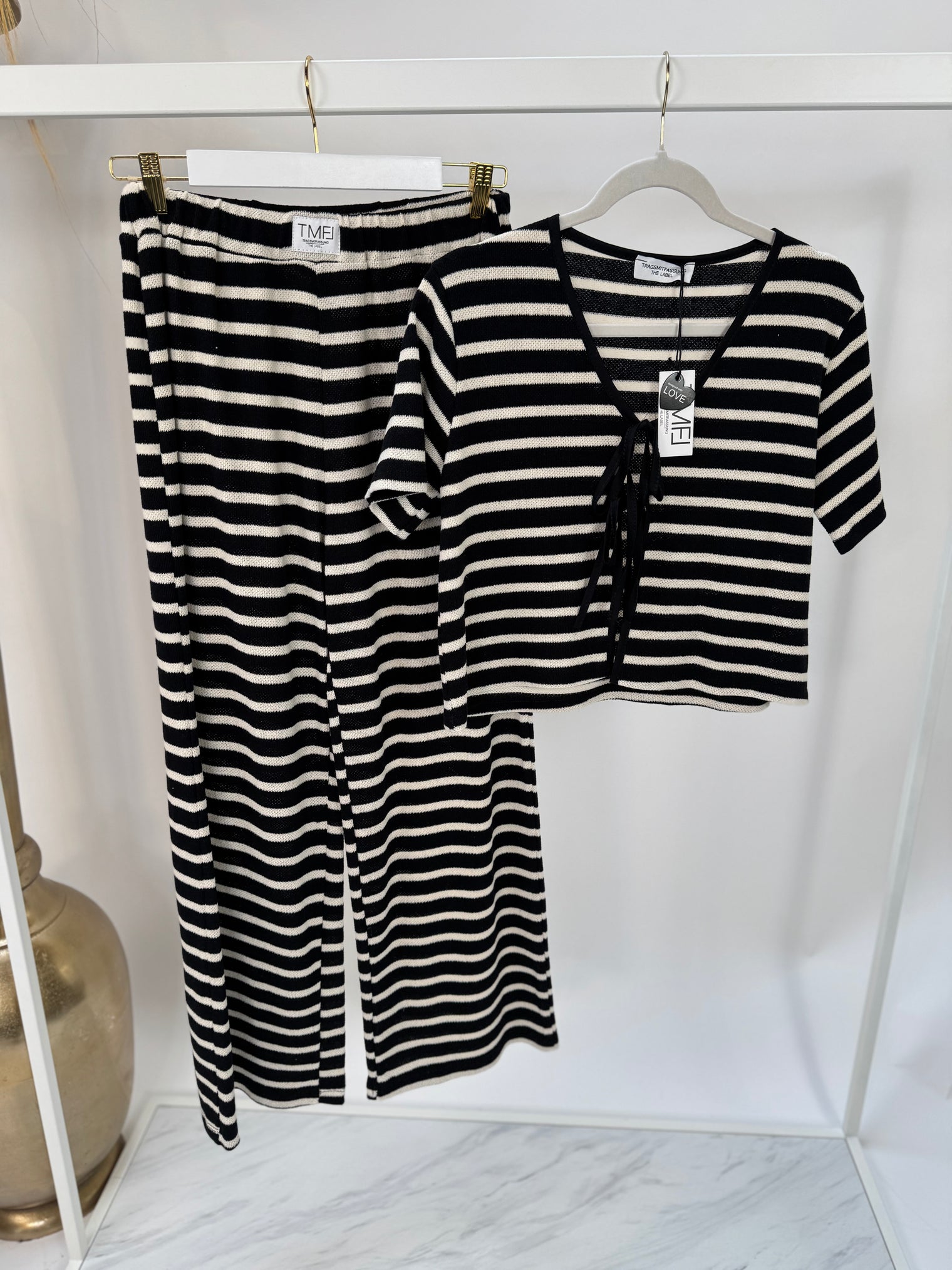 Hose gestreift SCHWARZ/CREME