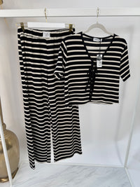 Hose gestreift SCHWARZ/CREME