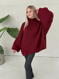 Kuschelweicher OVERSIZE Strickpullover burgundy