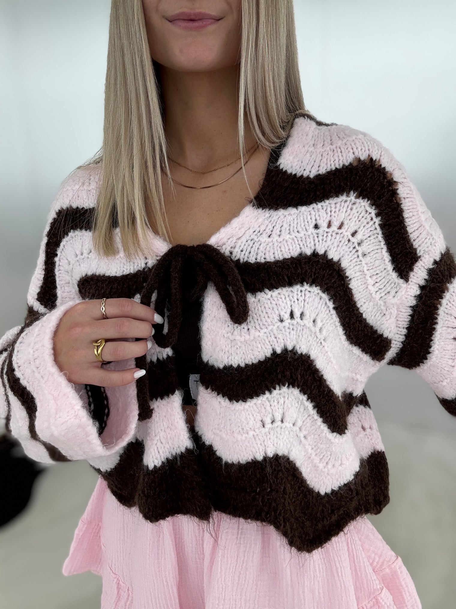 Cardigan COZY FAIRYTALE mocha mousse/ ballerina rosa