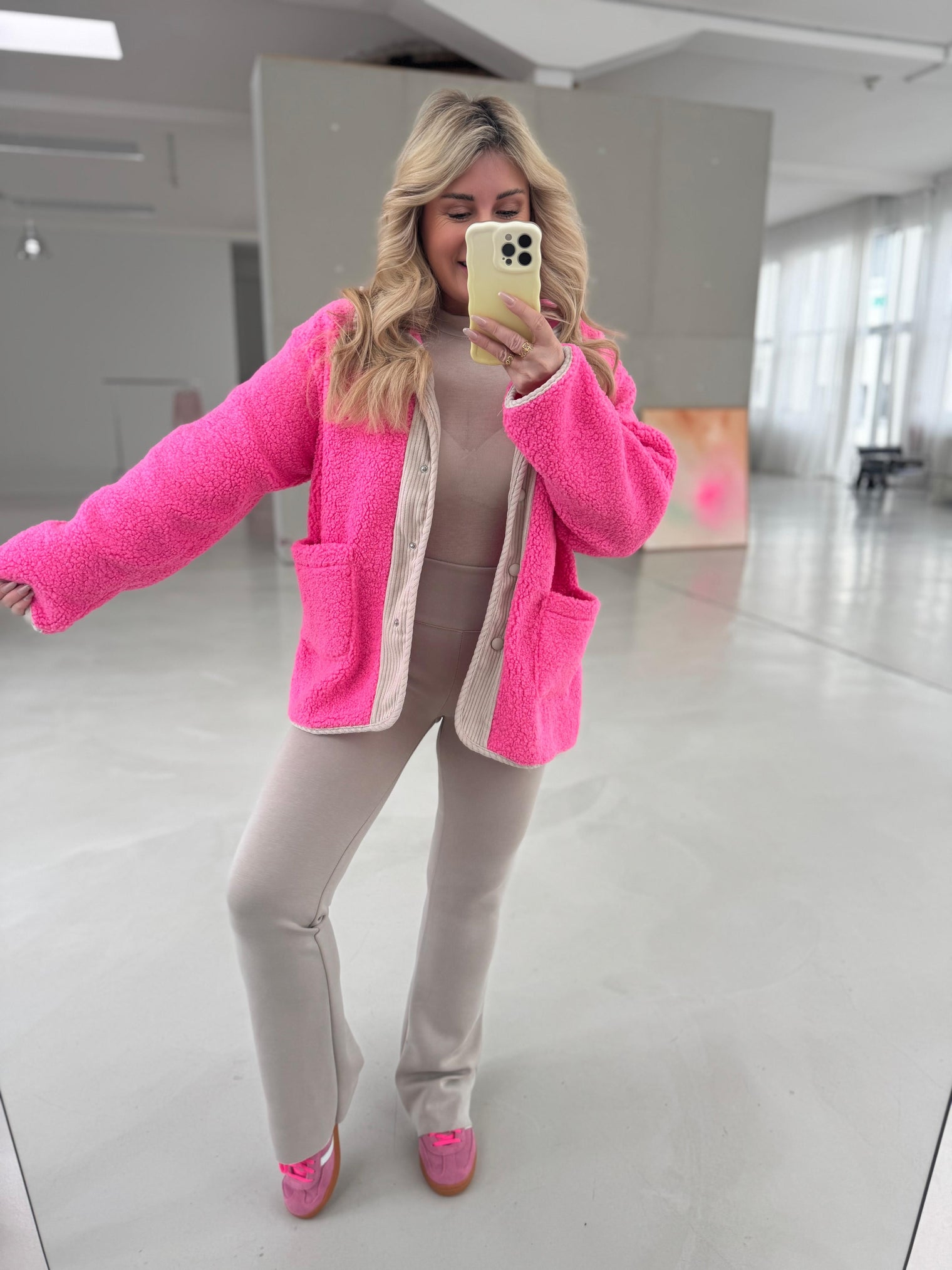 Teddyjacke pink/creme COZY FASHIONISTA mit Kapuze