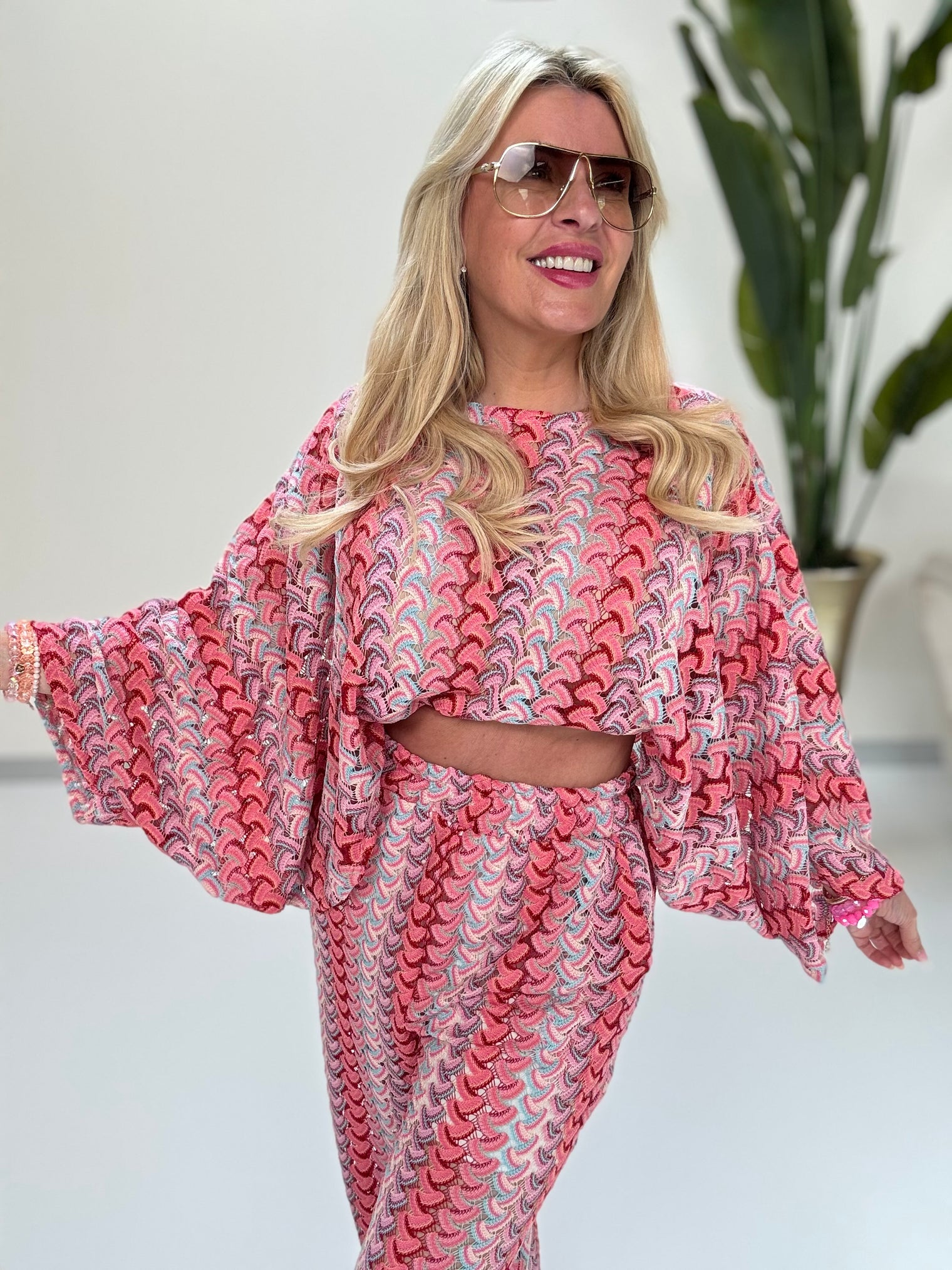 Strick Shirt SUMMER HOT pink multi