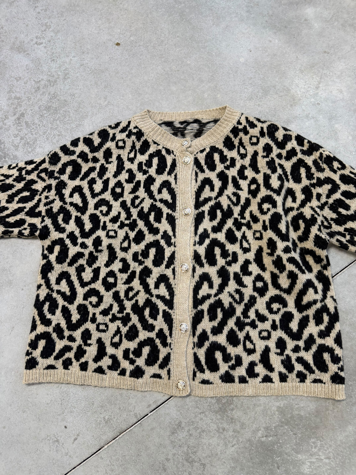 Strickjacke mit Knopfleiste LEO taupe/schwarz