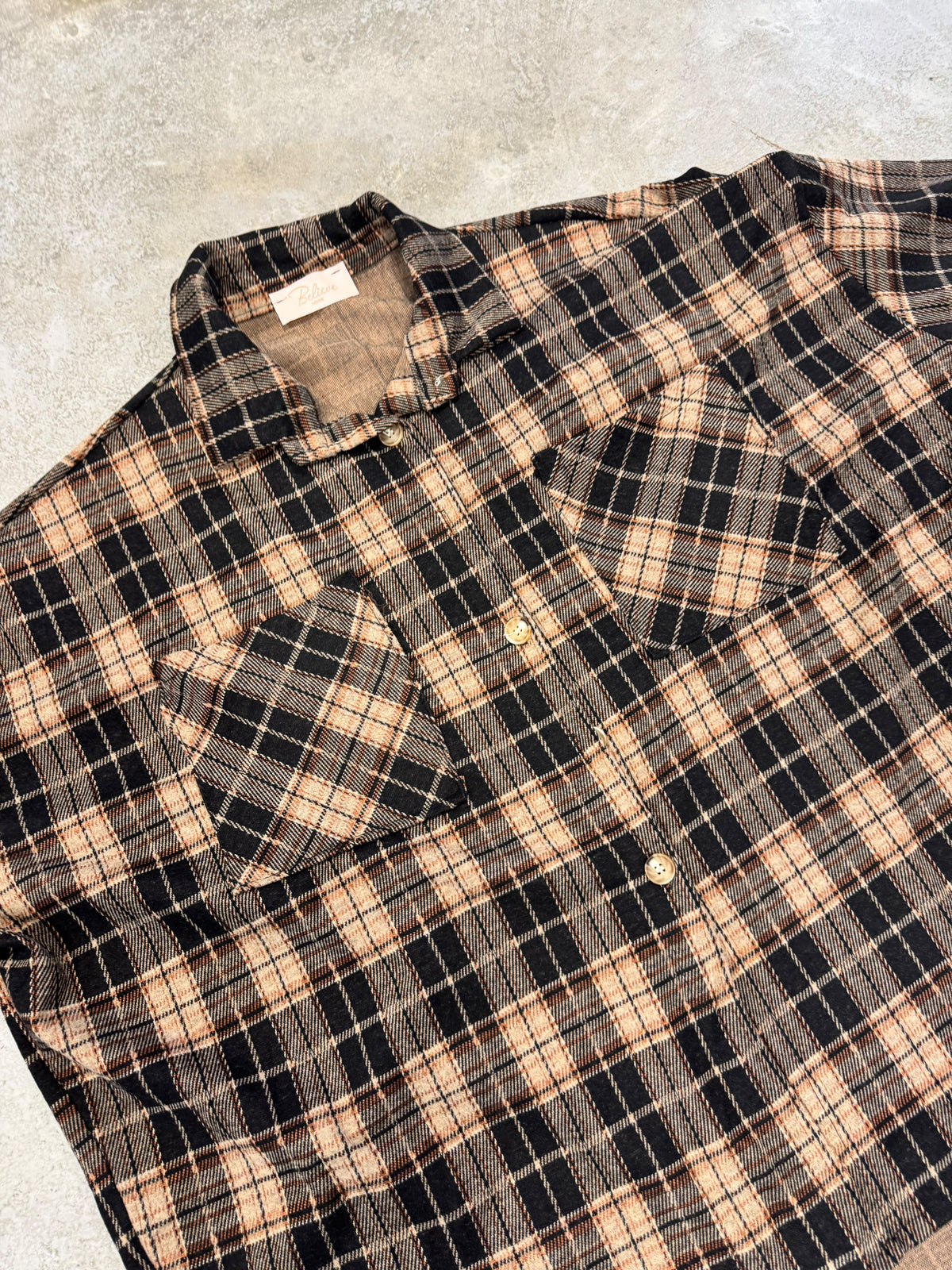 Weiches Oversize Flanellhemd kariert schwarz/creme
