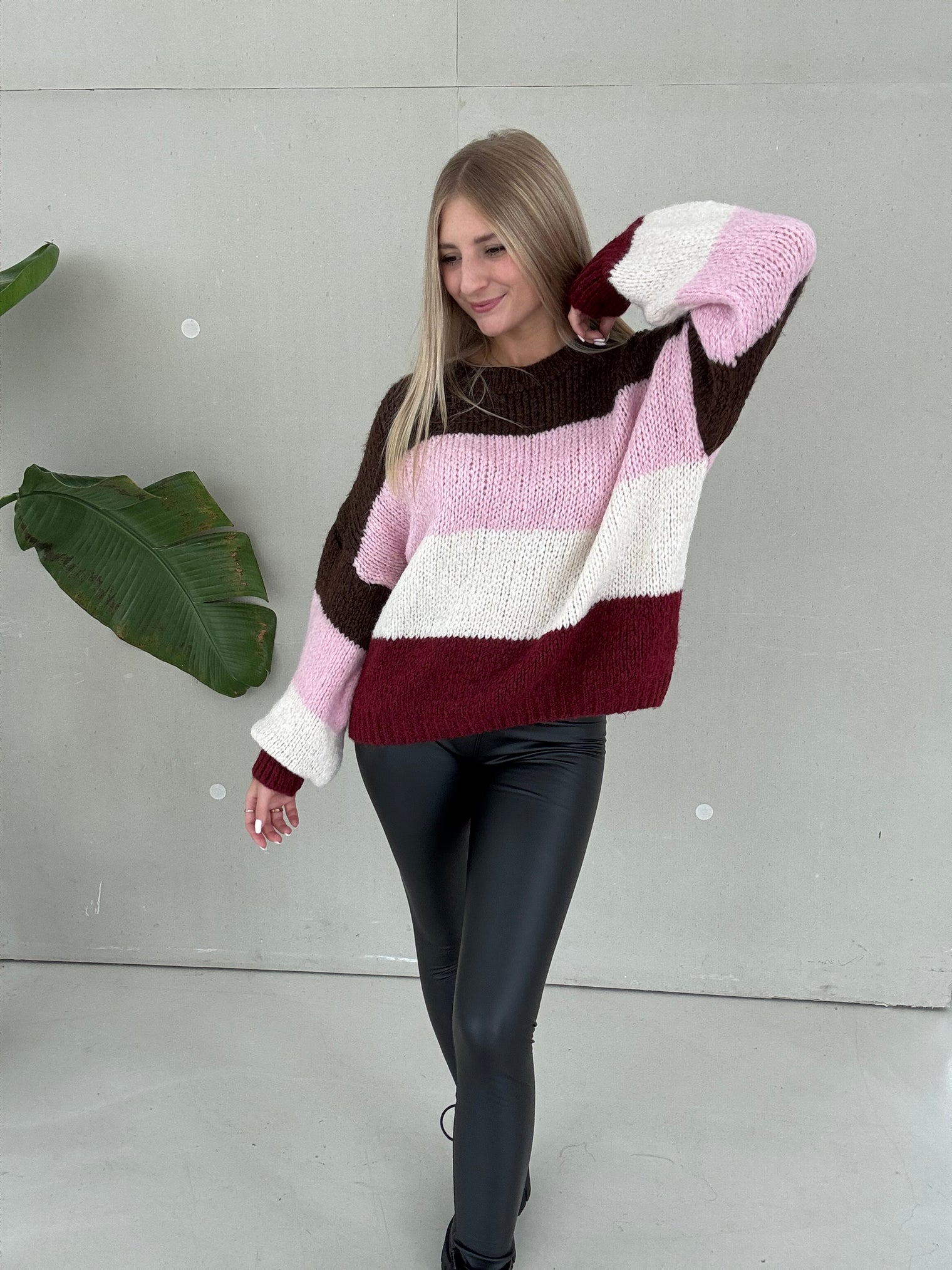 Signature Pullover MY LOVELY STRIPES burgundy/rose/creme/braun
