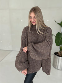 Kuschelweicher OVERSIZE Strickpullover dark coffee