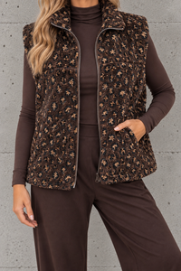 LEO TeddyWeste chocolate/schwarz/beige