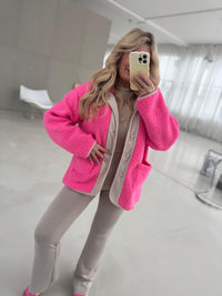 Teddyjacke pink/creme COZY FASHIONISTA mit Kapuze