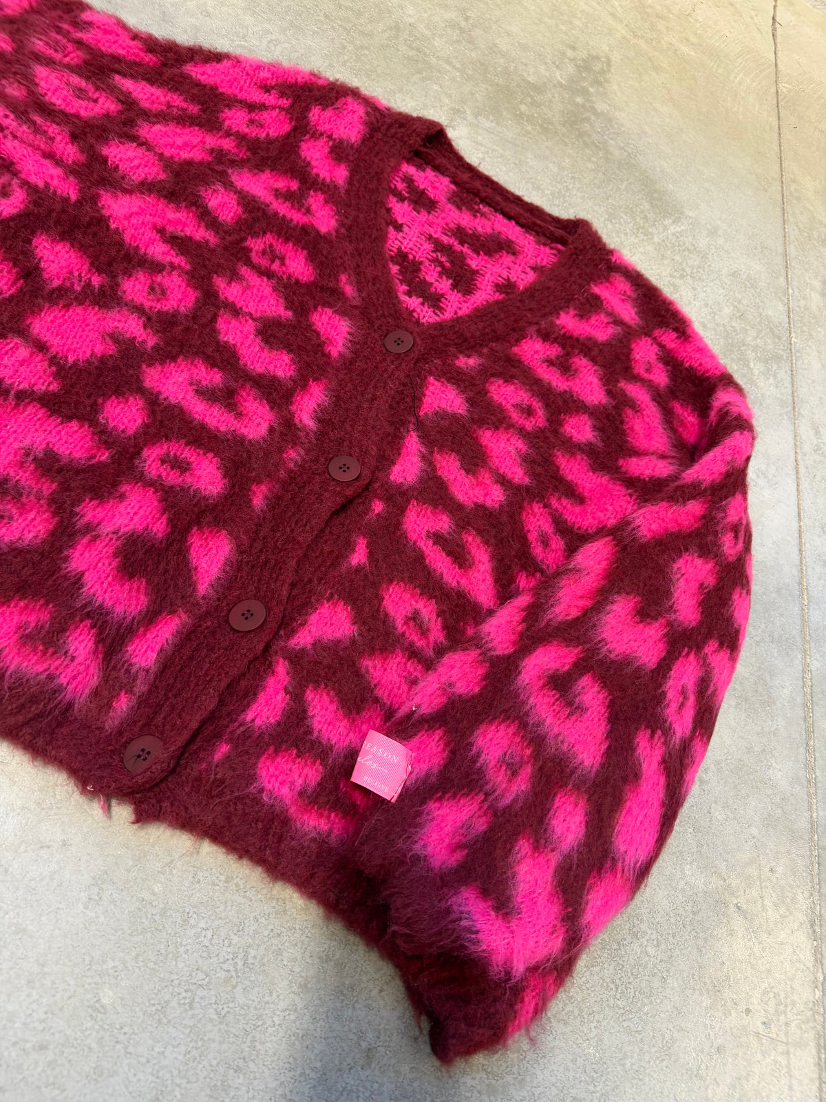 Strickjacke mit Knopfleiste burgundy/pink LEO