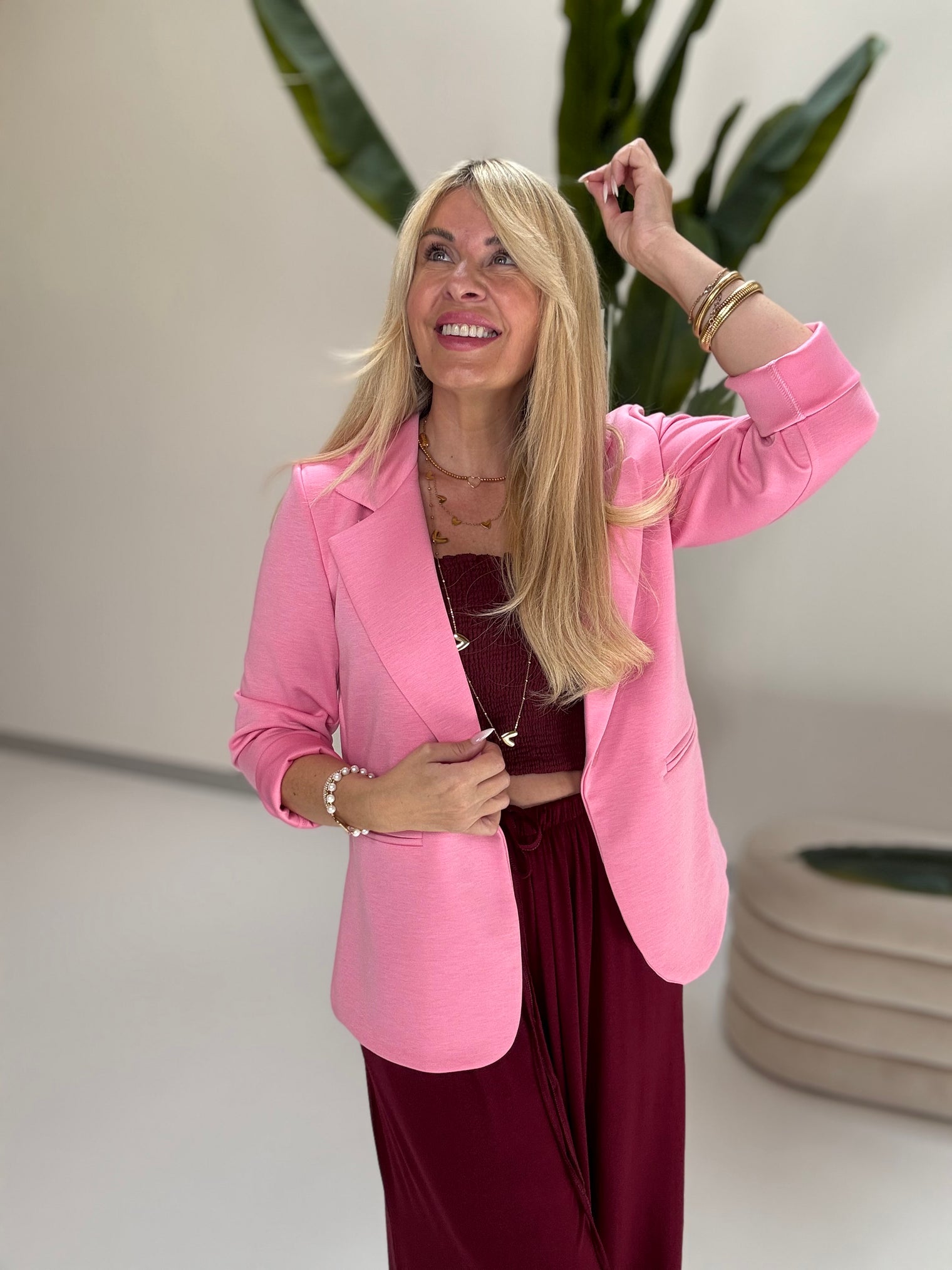 Stretch Butterstoff Blazer LOOK TO THE SKY pink
