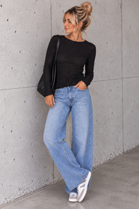 Stretchy Cashmere Langarmshirt schwarz luxuriöse Qualität