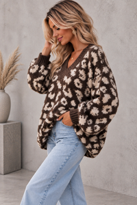 Cozy Strickpullover im angesagten Leo Muster braun /creme