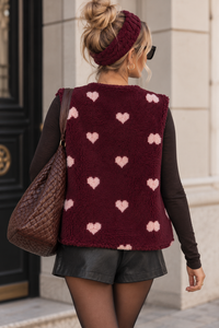Signature Teddy Weste HEART POWER mit lockerem Fit I burgundy/rosa
