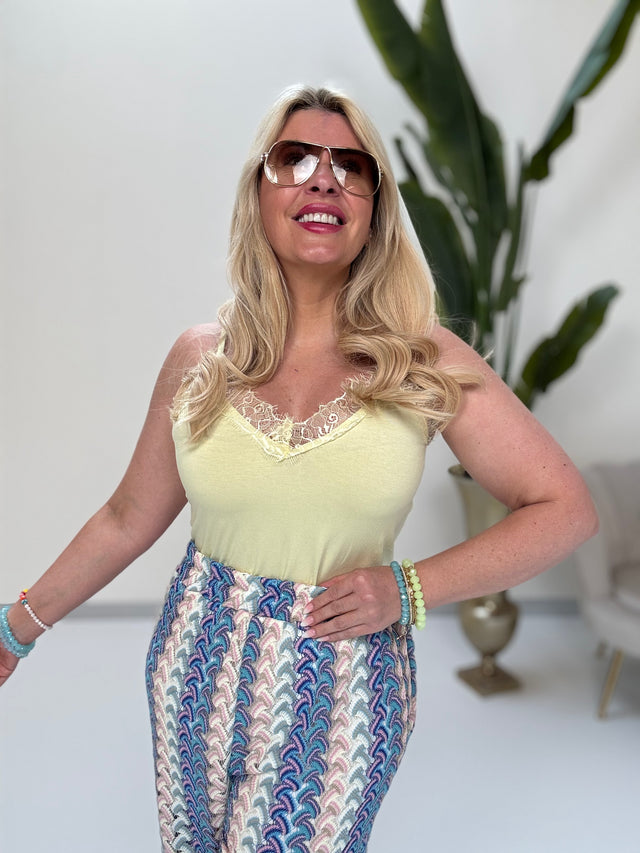 Body aus Viskose mit Spitze gelb