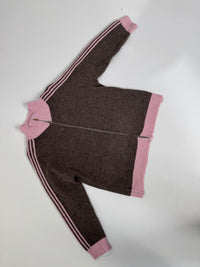 Kuschelweiche Zipper Strickjacke mit seitlichen Streifen taupe/rosa