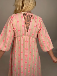 Leinen Kleid HEART ALARM rose mit HERZEN pink