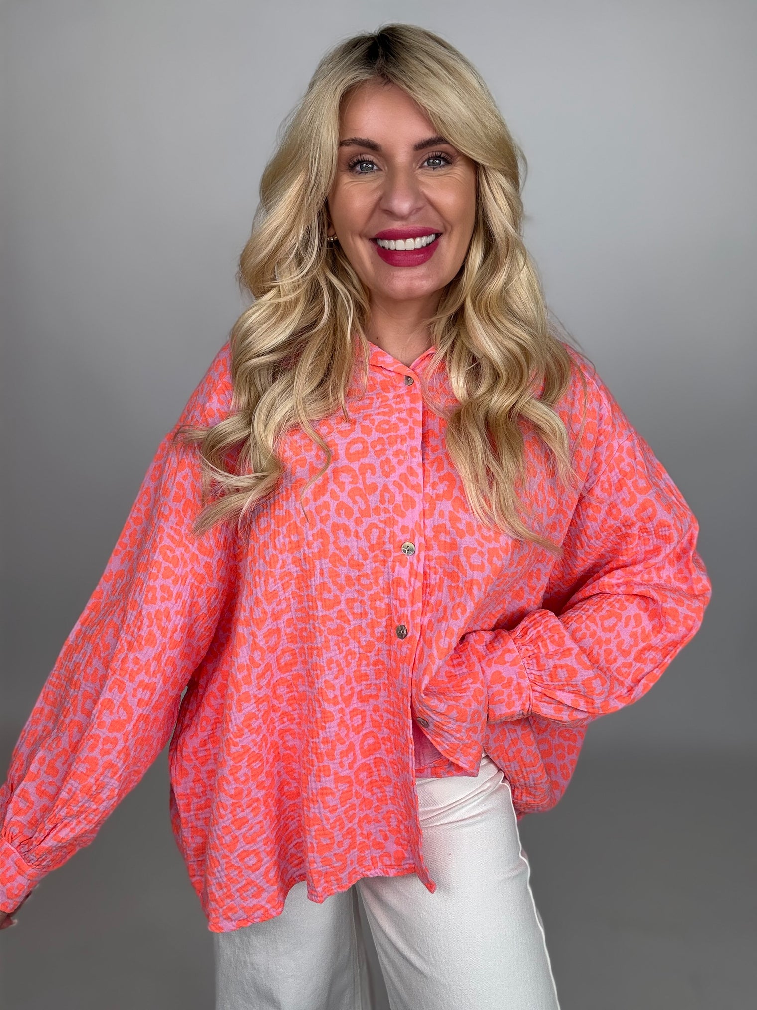 Musselin Bluse rosa LEO LOVER hot orange