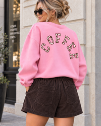 Sweater mit Rückenprint COFFEE rosa