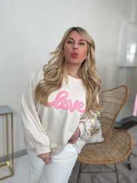 Sweater LOVE creme/rosa