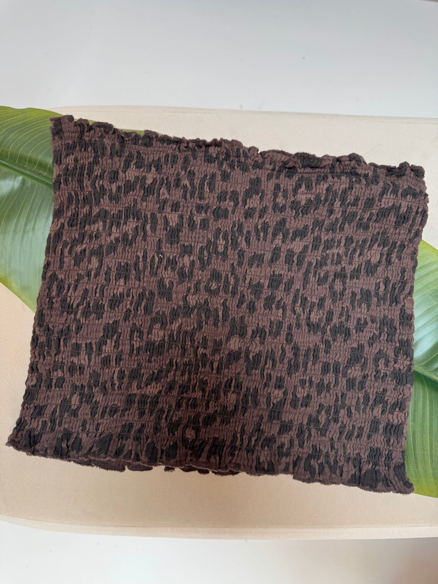 Musselin Bandeau Top mit elastischem Gummizug LEO dark chocolate/schwarz