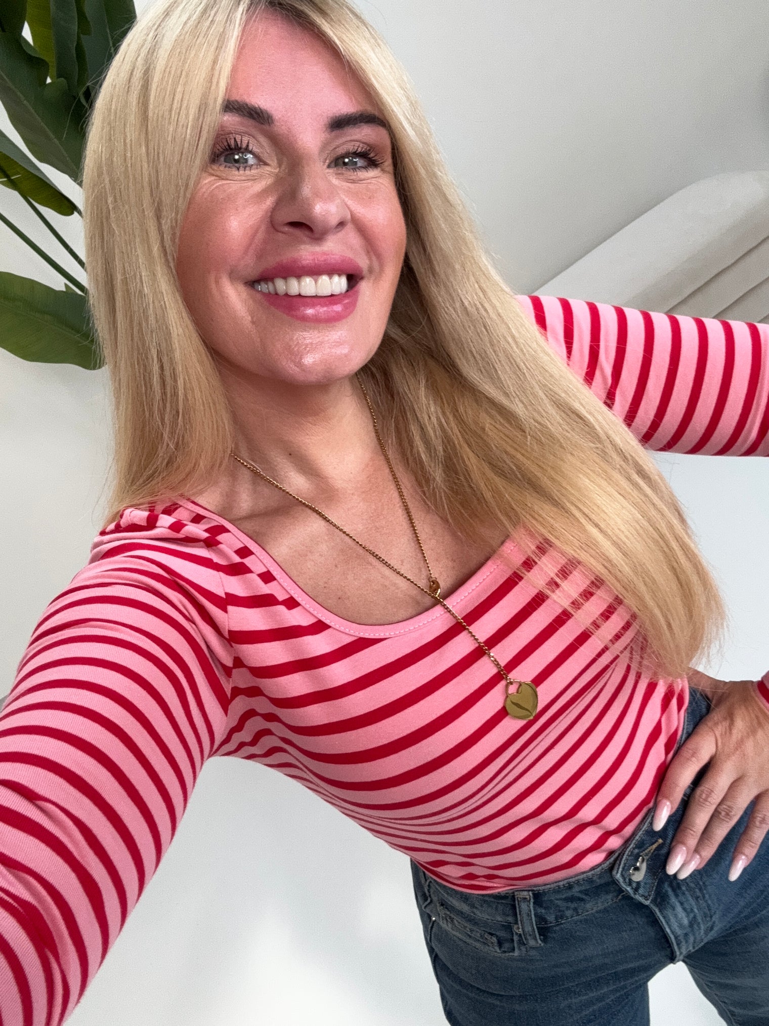 Longsleeve rosa/rot STRIPES LIVES