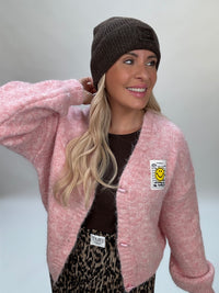 Cardigan ONLY GOOD VIBES rosa meliert